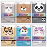 Epielle Animal Character Sheet Masks | Korean Spa Masks for All Skin Types | Face Mask, Spa Gifts, Birthday Party Gifts, Girls’ Night, Skincare Party | Assorted 6 Pack | Korean Skincare