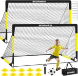 Kids Soccer Goal for Backyard Set – 2 Set of 7X5 / 6X4 ft Toddler Soccer Nets Training Equipment, Soccer Ball, Pop Up Portable Soccer Set for Kids and Youth Games and Training Goals Ages 3-16 Gift