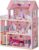ROBUD Wooden Dollhouse, Doll House Playset with 24-pcs Exquisite Accessories, Working Elevator, Gift for Ages 3+