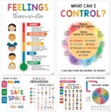 10 Mental Health Posters For Kids (10″x14″) Therapy Office Decor, Feeling Wheel Poster, What Can I Control, Emotions Chart Kids Inspirational Wall Art, Classroom School Counselor Psychologist Decor