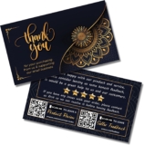 Amazon Thank You for Purchase Cards with Feedback Request & QR Code Link – 2″ x 3.5″ – Business Card Size – Small Business – Online Store Retailer – Package Inserts (100 Cards, Black/Gold Mandala)