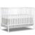 Synergy 5-In-1 Convertible Crib In White, made of New Zealand Pine wood, JPMA & Greenguard Gold Certified, features 3 mattress height settings