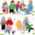 Skylety 20 Pcs Wooden Dollhouse Family Set of 16 Mini People Figures and 4 Pets, Wooden Dollhouse Dolls Family Cosplay Figures Accessories for Pretend Toy(Vivid Style)