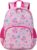 Toddler Backpack for Girls,12.6″ Mini Kids Dinosaur Backpack for Baby Girls, Small Toddler Bookbag with Chest Strap, Preschool & Daycare Backpack for Kids of 1~6 Pink