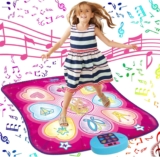 SUNLIN Dance Mat – Dance Mixer Rhythm Step Play Mat – Dance Game Toy Gift for Kids Girls Boys – Dance Pad with LED Lights, Adjustable Volume, Built-in Music, 3 Challenge Levels (3-12 Years Old)