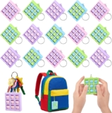 Hicarer 16 Pcs Tic Tac Toe Game Valentines Party Favor Goodie Bag Stocking Stuffer Kids 8-12 Tic Tac Toe Keychain Prize Puzzle Game Birthday Christmas Party Gift for Boy Girl (Sweet Color)