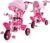 JMMD Baby Trike, 6-in-1 Kids Tricycle with Adjustable Push Handle, Removable Canopy, Safety Harness for 18 Months – 5 Year Old, Pink