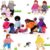 Skylety 20 Pcs Wooden Dollhouse Family Set of 16 Mini People Figures and 4 Pets, Wooden Dollhouse Dolls Family Cosplay Figures Accessories for Pretend Toy(Cute Style)