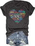 Anbech Womens Kindness Shirts Be Kind Teacher Graphic Tees Short Sleeve Love Tops