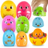 ArtCreativity Stacking Egg Cup Bath Toy – Set of 9 – Colorful Baby Nesting Doll Bath Toys for Toddlers Ages 1-3, 3-5 – Stacking Bunny & Chick Nesting Egg Toys for Kids – Early Learning Bathtime Fun