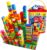 burgkidz Big Building Block Set – 214 Pieces Toddler Educational Toy Classic Large Size Building Block Bricks – 13 Fun Shapes and Storage Bucket – Compatible with All Major Bulk Bricks Set