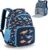 mommore 2-in-1 Kids Backpack, Insulated Lunch Compartment Dinosaur Toddler Backpack Kindergarten Preschool Bookbag for Boys, Lightweight Daycare Backpack with Chest Strap, Blue