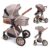 3 in 1 Baby Travel System Infant Baby Stroller Pushchair High Landscape Reversible Foldable Portable Stroller Newborn Pram Reclining Baby Carriage (2in1 Brown)