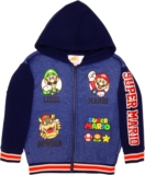 Nintendo Super Mario Graphic Boys Hooded Fleece Varsity Jacket for Kids and Toddlers