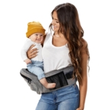 TushBaby The Only Safety Certified Hip Seat Baby Carrier – As Seen On Shark Tank-Adjustable, Machine Washable, Ergonomic Newborn + Toddler + Child Carrier, Safe Ultra-Comfortable Waist Carrier Grey