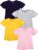 Poroka 4 Pack Toddler Girls Shirts Kids Cotton Short Sleeve T Shirts Tops Tees Girls Summer T-Shirts