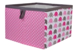 Bacati – Large Storage Tote Elephants Pink/Grey 14 x 14 x 10 inches