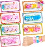 JOYIN 28 PCS Card with Pop Fidget Bracelet, 4 Design Heart Pop Bubble Fidget Toy Bracelet, Wristband Stress Relief Finger Press Toy for Kid Classroom Exchange Gift Party Favor