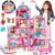 Doll House for Girls ,10 Rooms Pink Doll House with Dolls Figure, Puppies ,Furnitures, Accessories, LED Light, Toddler Playhouse Gift for for 3 4 5 6 7 8 9 10 Year Old Girls Toys