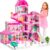 Doll House for Girls with Light,10 Rooms Dollhouse with Dolls Figure, Puppies, Furnitures, Accessories, Playhouse Gift for Kids 3 4 5 6 7 8 9 10 Year Old