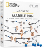 NATIONAL GEOGRAPHIC Magnetic Marble Run – 75-Piece STEM Building Set for Kids & Adults with Magnetic Track & Trick Pieces & Marbles for Building A Marble Maze, STEM Project (Amazon Exclusive)