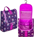 Cute Cartoon Hanging Kids Toiletry Bag Children Travel Cosmetic Makeup Organizer Wash Bag Shower bag Over Night Bag Camping Shaving Kit Bag for Boys & Girls(Unicorn)