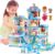 Doll House for Girls ,10 Rooms Blue Doll House with Dolls Figure, Puppies ,Furnitures, Accessories, LED Light, Toddler Playhouse Gift for for 3 4 5 6 7 8 9 10 Year Old Girls Toys